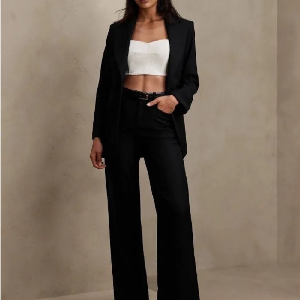 Lido Wide-Leg Italian Wool Pant ~ Banana Republic Black 10L ~ NWOT